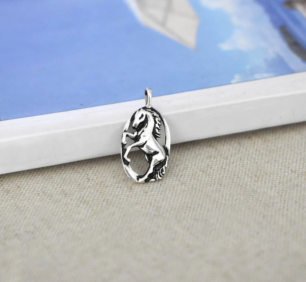 New Horse Handmade Gold Brass 92.5 Sterling Silver Necklace Pendant Jewelry