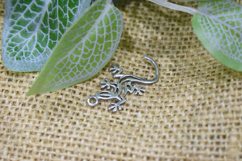 Flawless Lizard 92.5 Sterling Silver Gold Brass Necklace Pendant Jewelry