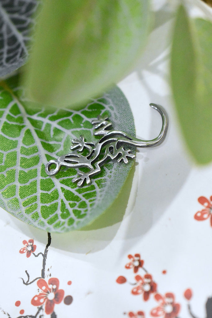 Flawless Lizard 92.5 Sterling Silver Gold Brass Necklace Pendant Jewelry