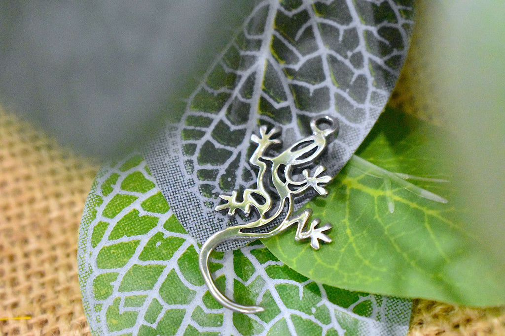 Flawless Lizard 92.5 Sterling Silver Gold Brass Necklace Pendant Jewelry