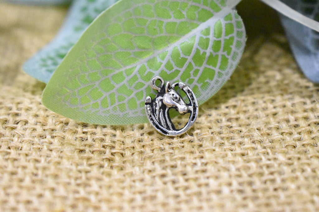 Luck Horse Shoe Handmade 92.5 Sterling Silver Brass Necklace Pendant Jewelry