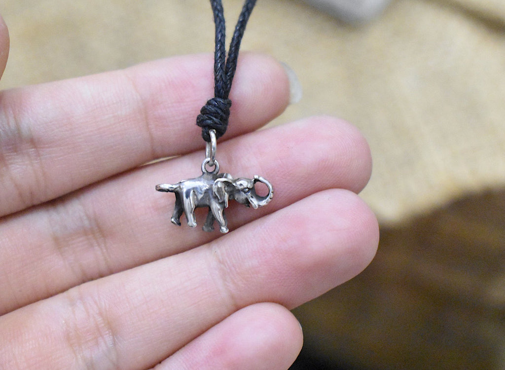 Walking Elephant 92.5 Sterling Silver Gold Brass Necklace Pendant Jewelry