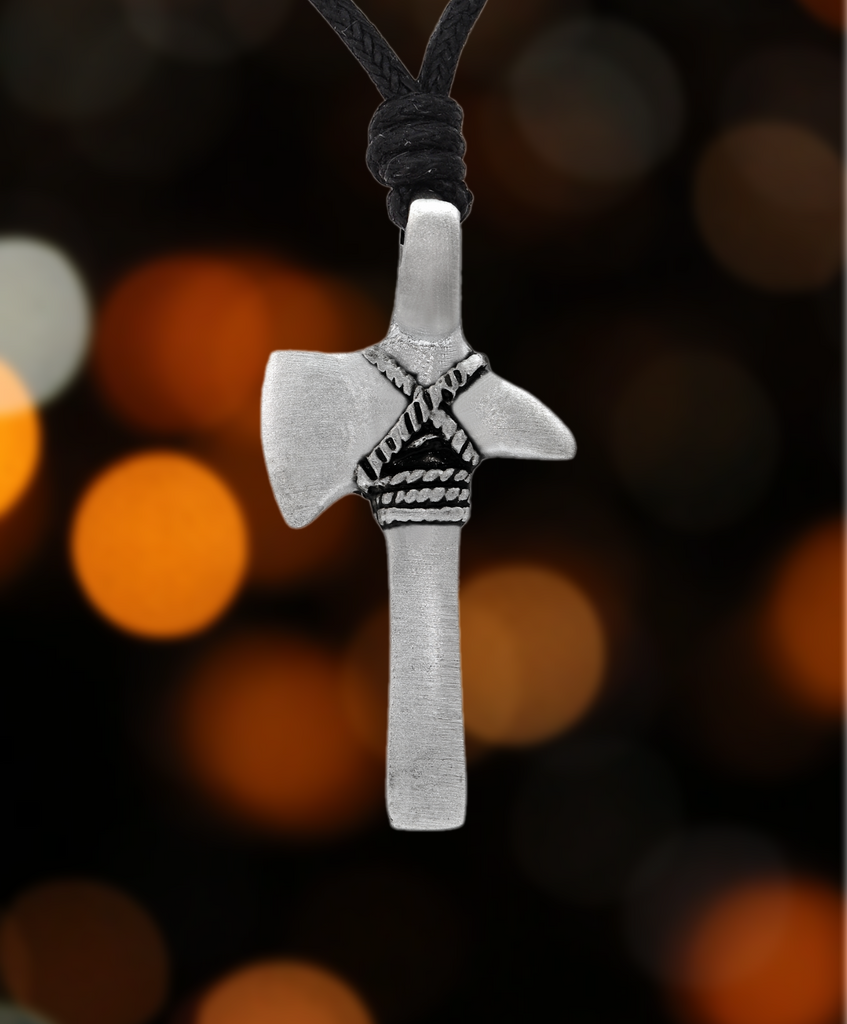 Colorful Battle Axe Silver Pewter Gold Brass Necklace Pendant Jewelry