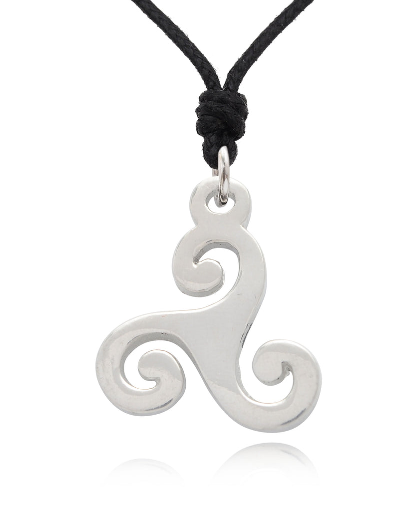 Trinity Spiral Handmade Sterling Silver Gold Brass Necklace Pendant Jewelry