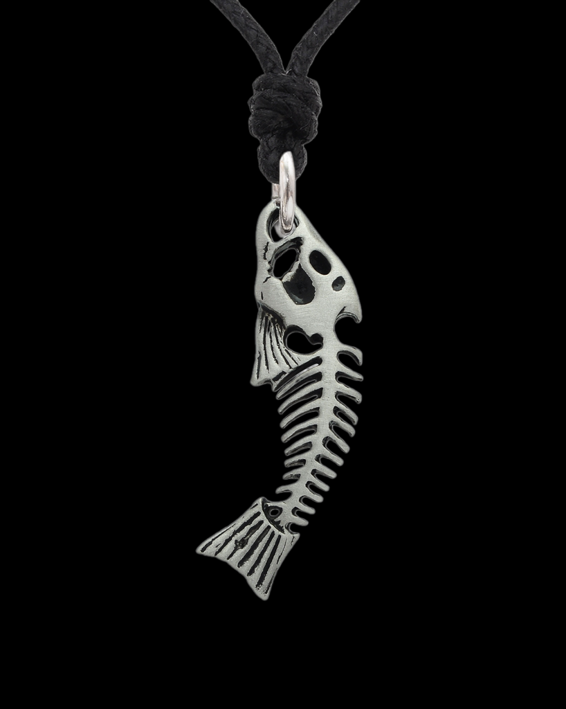 Stylish Fish Skeleton Silver Pewter Gold Brass Charm Necklace Pendant Jewelry
