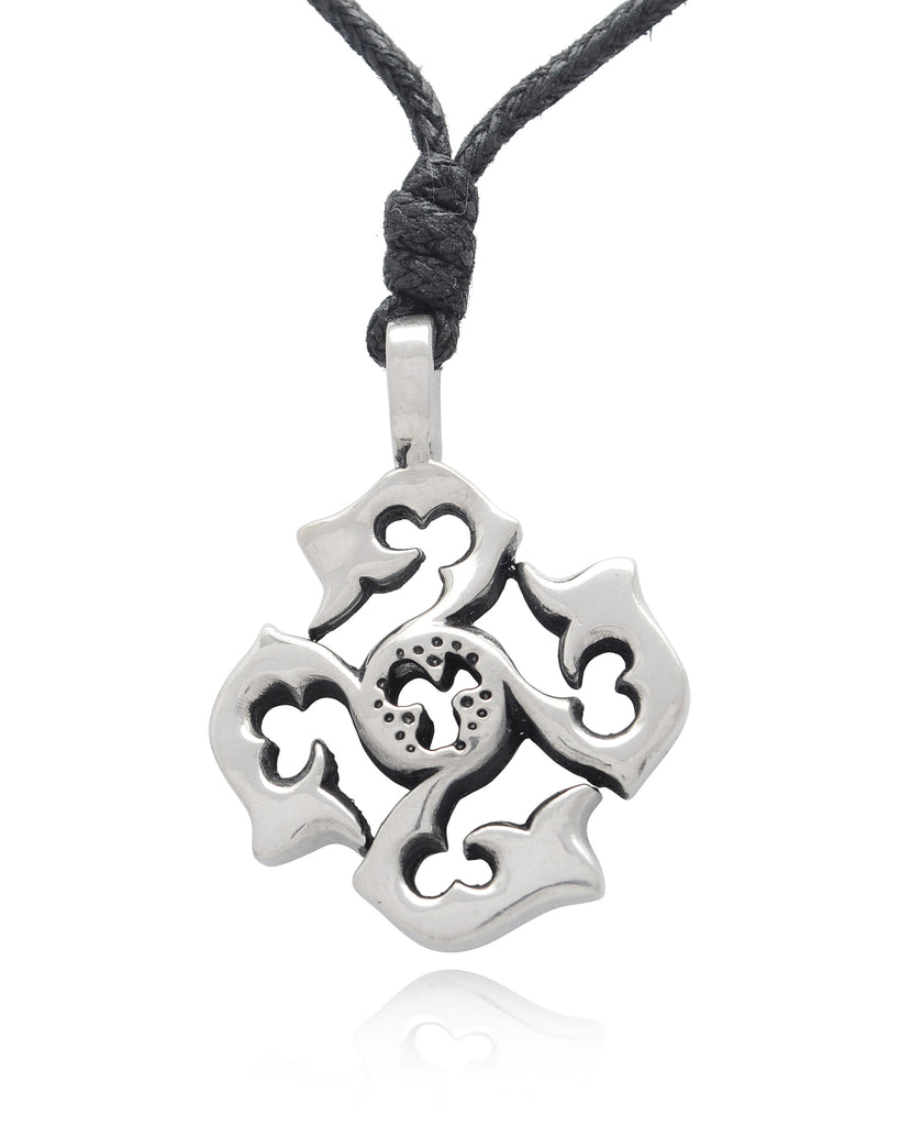Maori-3 Silver Pewter Charm Necklace Pendant Jewelry