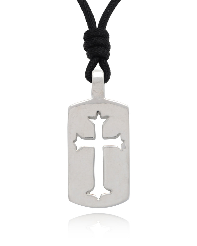 Handmade Cross Silver Pewter Charm Necklace Pendant Jewelry