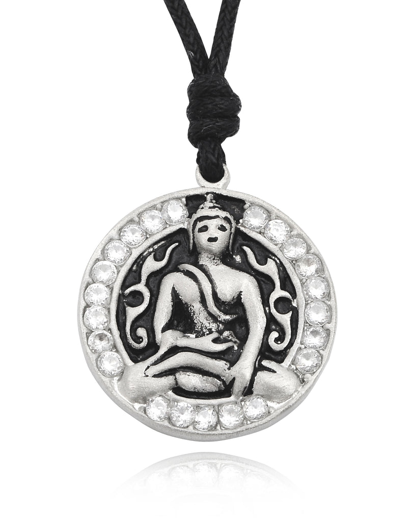 Thai Buddha Amulet Silver Pewter Charm Necklace Pendant Jewelry