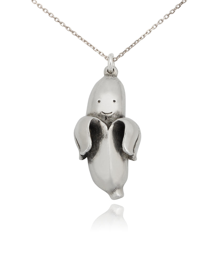 Sad Banana Silver Pewter Gold Brass Charm Necklace Pendant Jewelry