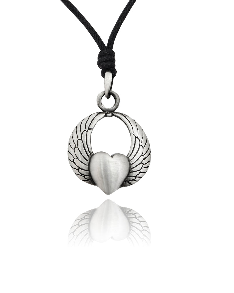 New Heart With Wings Silver Pewter Gold Brass Charm Necklace Pendant Jewelry