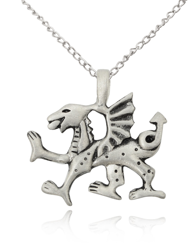 Dragon Crest Silver Pewter Gold Brass Charm Necklace Pendant Jewelry