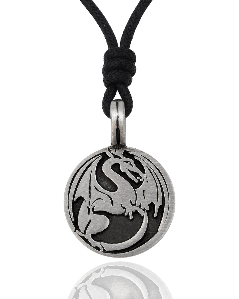 Lovely Dragon Silver Pewter Charm Necklace Pendant Jewelry