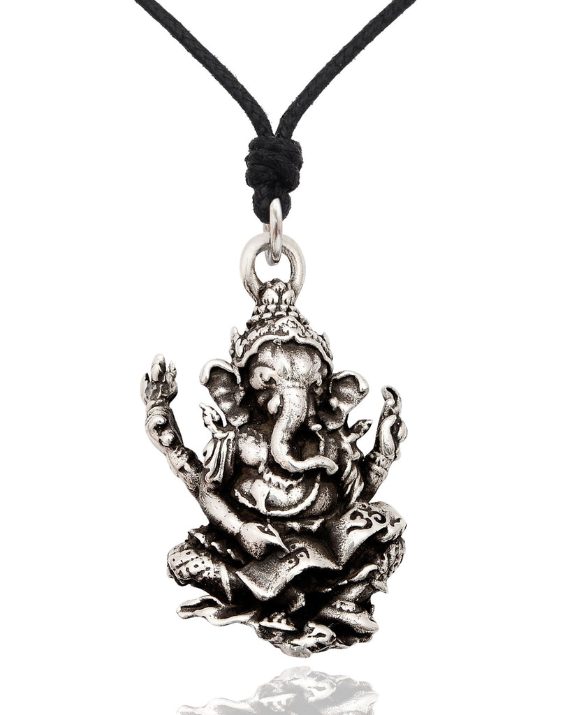 Hindu Ganesh Elephant God Silver Pewter Gold Brass Necklace Pendant Jewelry