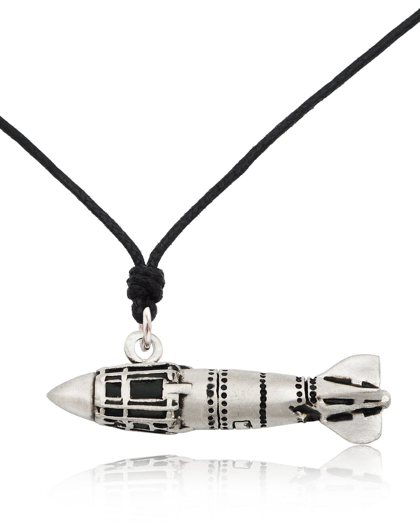 Missile Rocket Pendant Necklace 925 Sterling Silver/Pewter/ Brass - Military Aviation Jewelry
