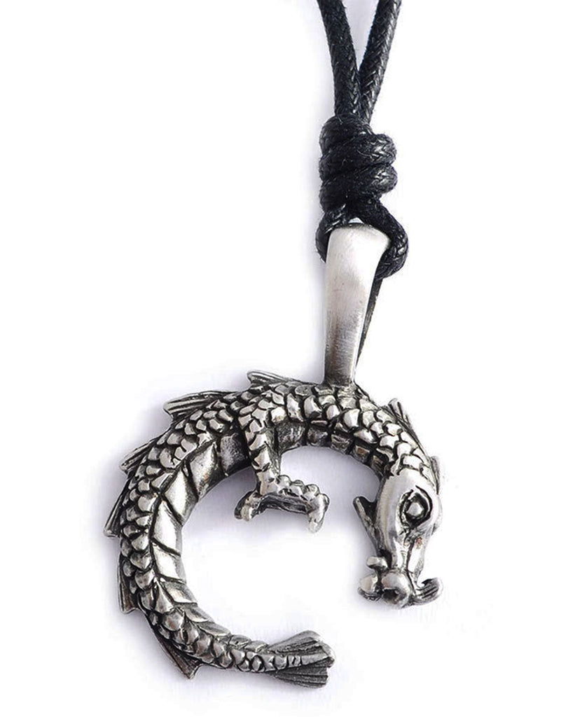 Chinese Dragon Silver Pewter Gold Brass Charm Necklace Pendant Jewelry