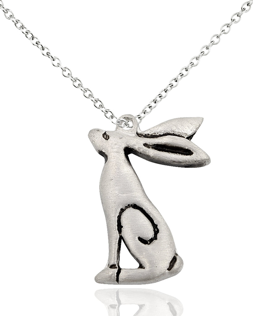 Cute Rabbit Handmade Brass Pewter Charm Necklace Pendant Jewelry