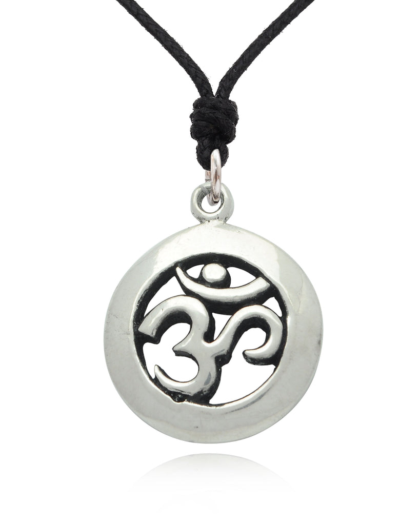 Trendy Hindu Om Ohm 92.5 Sterling Silver Pewter Brass Necklace Pendant Jewelry