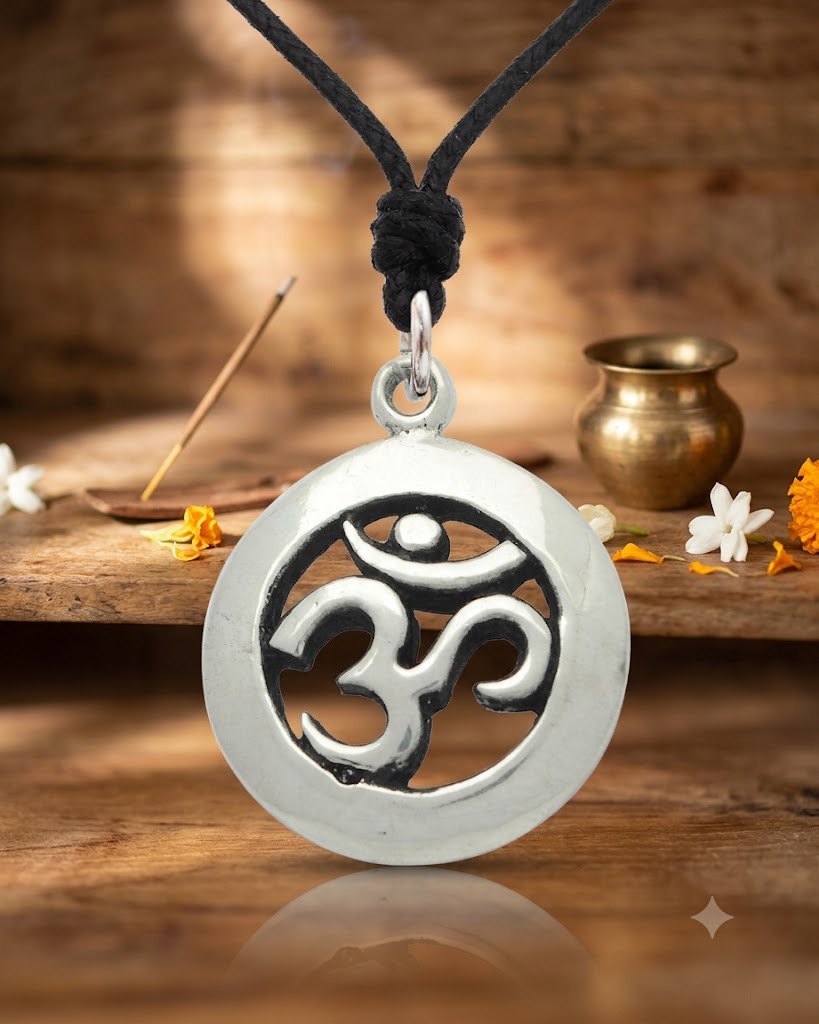 Trendy Hindu Om Ohm 92.5 Sterling Silver Pewter Brass Necklace Pendant Jewelry