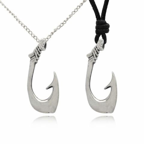 Maori Fishing Hook Sterling Silver Pewter Gold Brass Necklace Pendant Jewelry