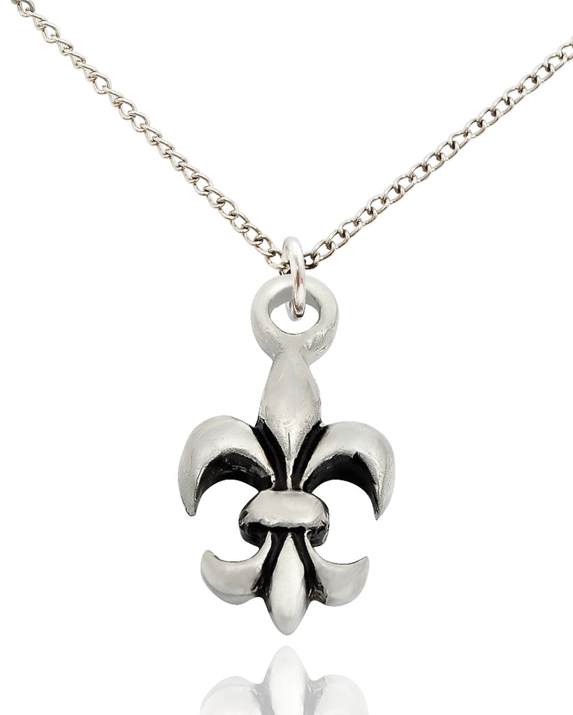 French Fleur De Lis 92.5 Sterling Silver Gold Brass Necklace Pendant Jewelry