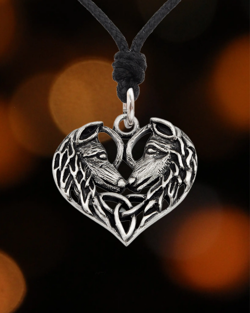 Wolf Heart Size S & M 92.5 Sterling Silver Pewter Brass Necklace Pendant Jewelry