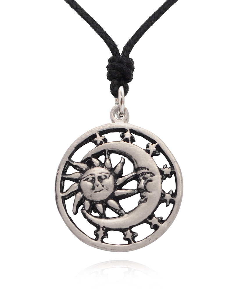 Sun Moon Ying Yang 92.5 Sterling Silver Pewter Brass Charm Necklace Pendant Jewelry