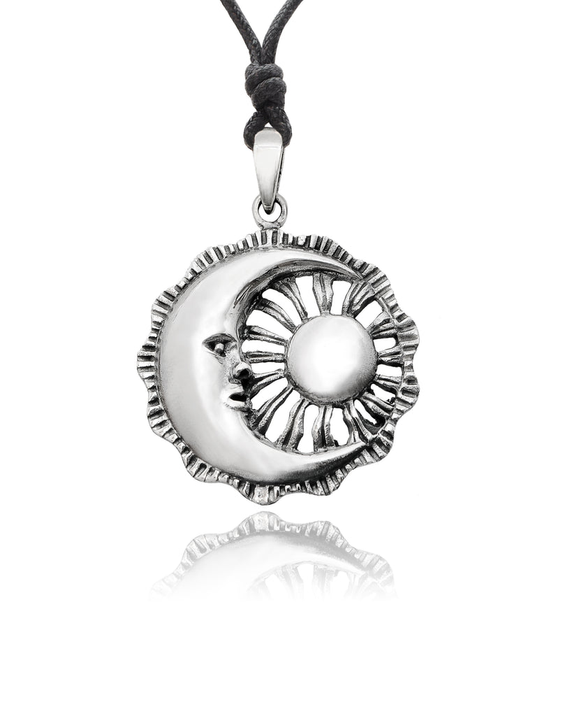 Sun Moon YinYang Runes Runic Sterling Silver Brass Pewter Necklace Pendant Jewelry