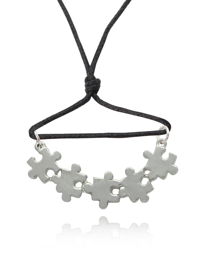 Lovely Puzzle Handmade Brass Charm Necklace Pendant Jewelry
