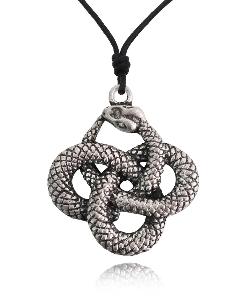 Ouroboros Snake Lying 92.5 Sterling Silver Pewter Brass Charm Necklace Pendant Jewelry