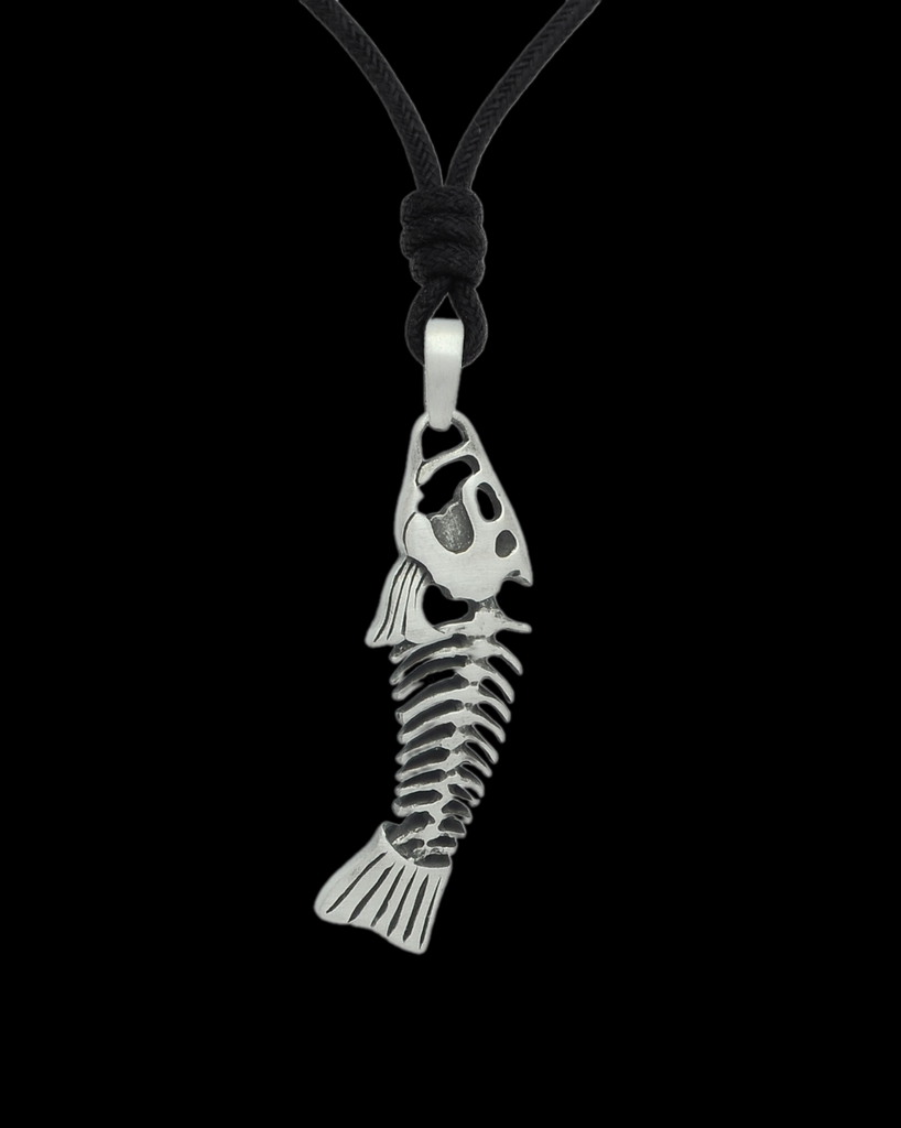 Stylish Fish Skeleton Silver Pewter Gold Brass Charm Necklace Pendant Jewelry