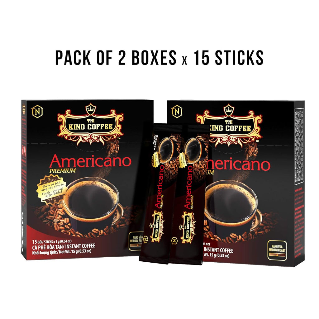 2 PACKS Americano Instant Vietnamese King Coffee (1 PACK = 15 Sticks x 1G)