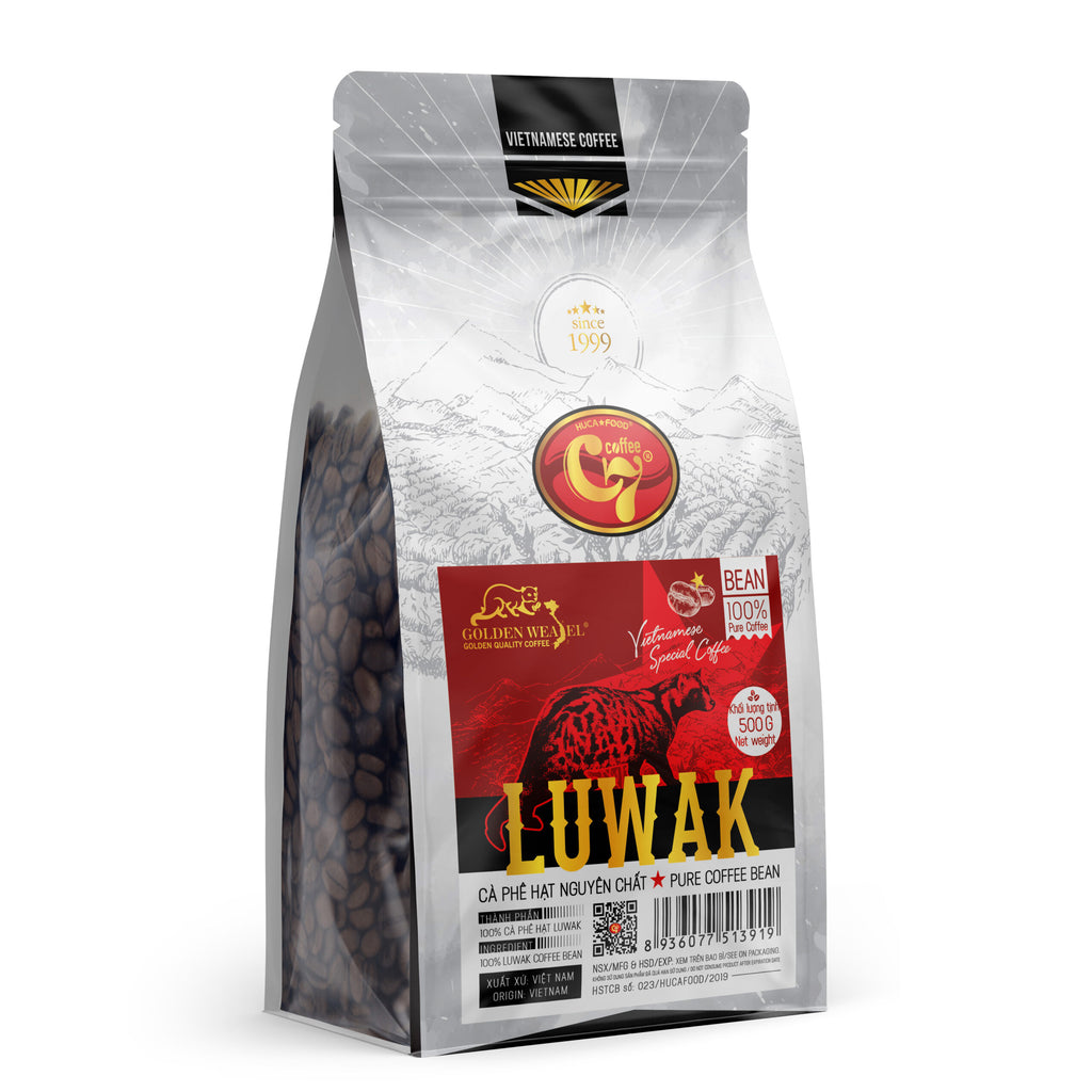 Golden Weasel Vietnamese Coffee Pure Beans Coffee Arabica Robusta Moka & Luwak 500G