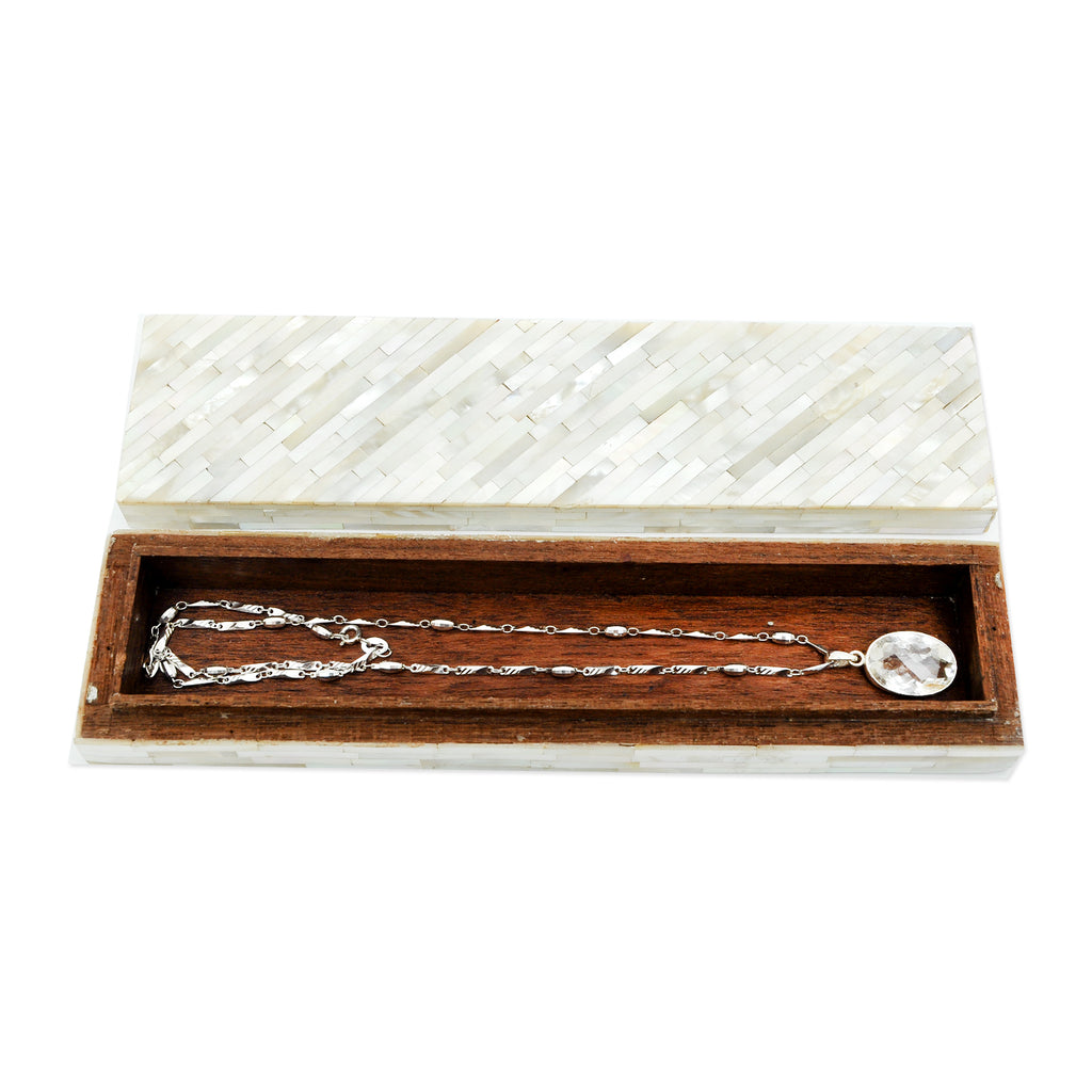 Natural Mother of Pearl Jewelry Medium Box Bracelet Necklace Case