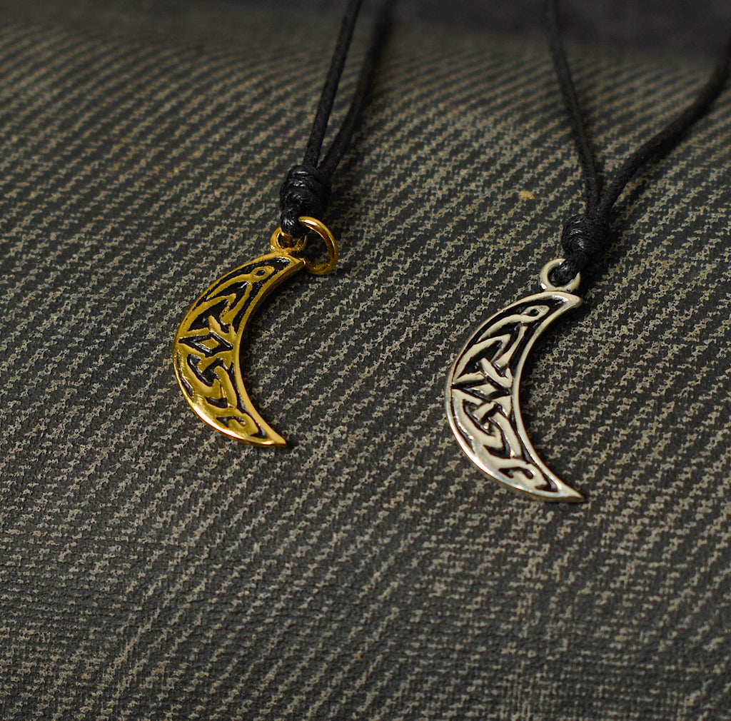 Celtic Moon Handmade 92.5 Sterling Silver Brass Necklace Pendant Jewelry