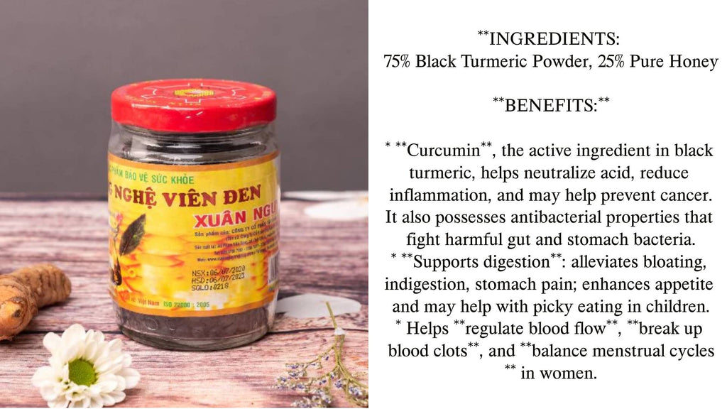 Xuan Nguyen Yellow/ Black Turmeric Honey Pills – Glass Jar 100g