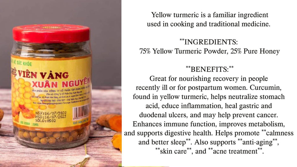 Xuan Nguyen Yellow/ Black Turmeric Honey Pills – Glass Jar 100g