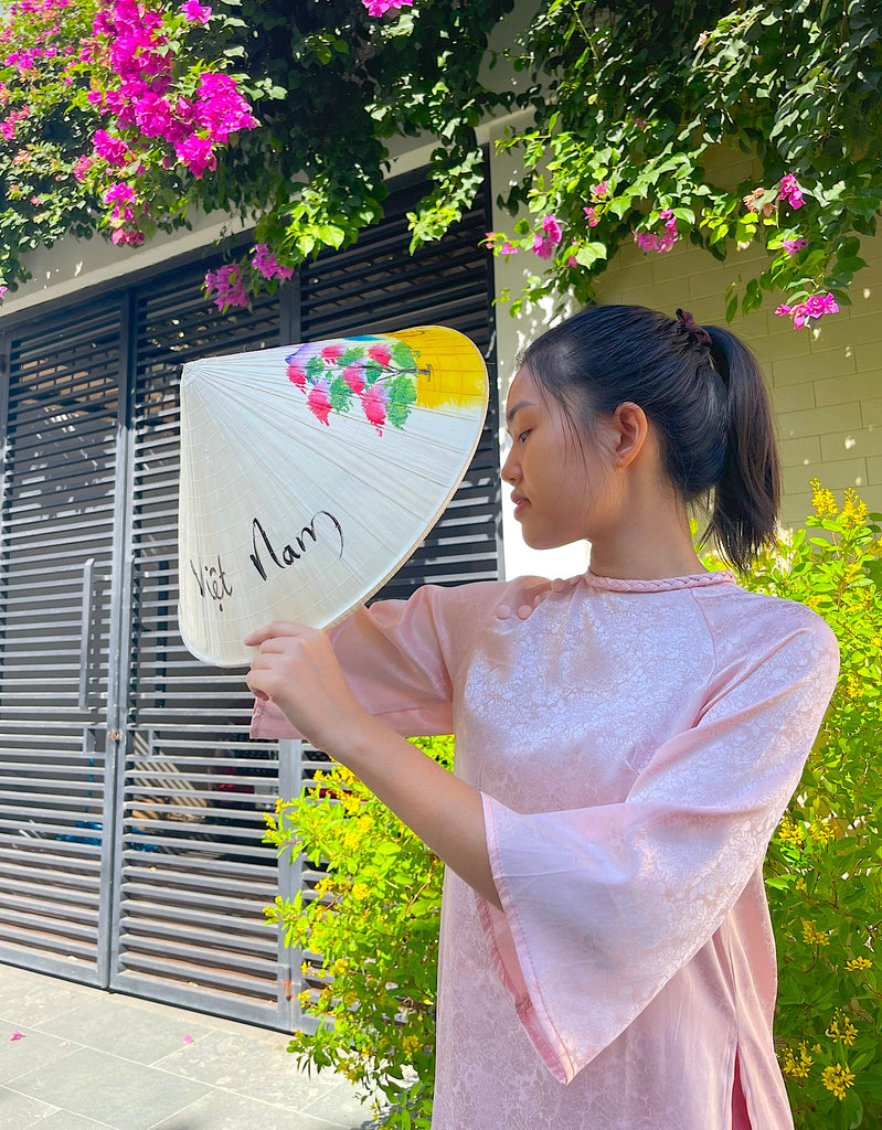 Genuine Hand-Painted Non La Leaf Vietnamese Conical Hat Asian Farming Traditional