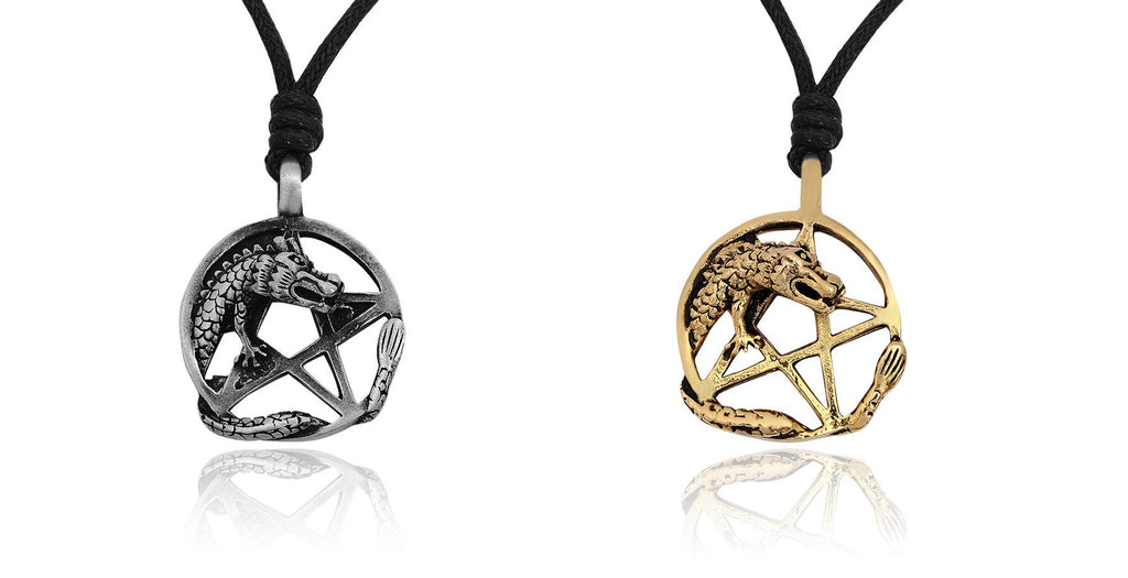 Lovely Dragon Pentagram Handmade Brass Charm Necklace Pendant Jewelry