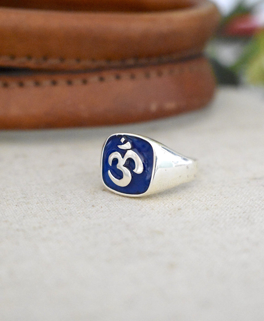 Unique Hindu Aum Om Ohm Word Sterling Silver Ring Jewelry Size 25