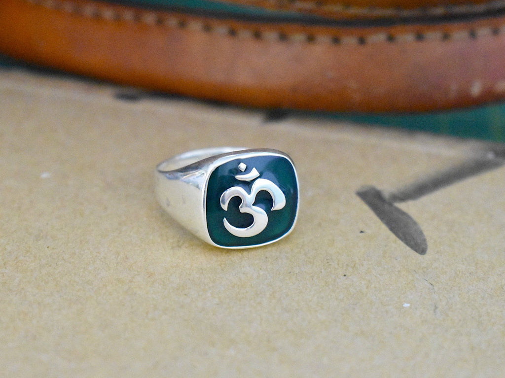 Unique Hindu Aum Om Ohm Word Sterling Silver Ring Jewelry Size 25