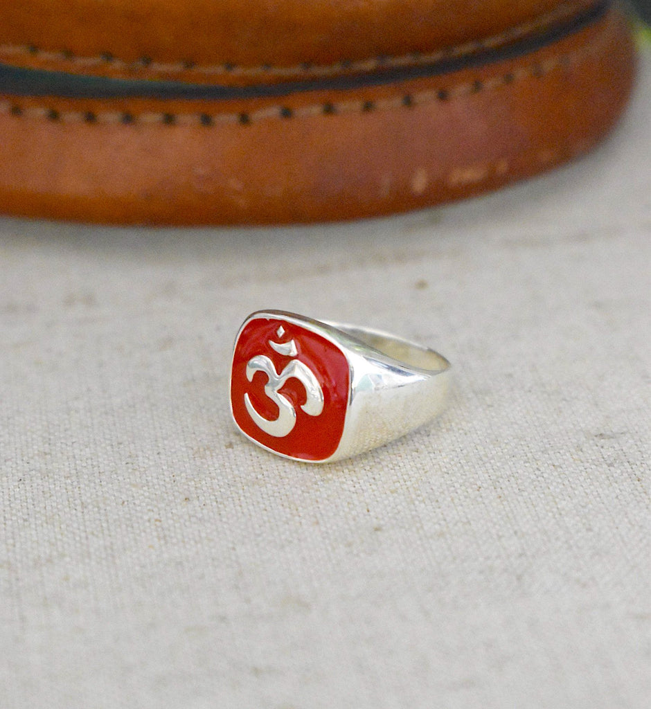 Unique Hindu Aum Om Ohm Word Sterling Silver Ring Jewelry Size 25