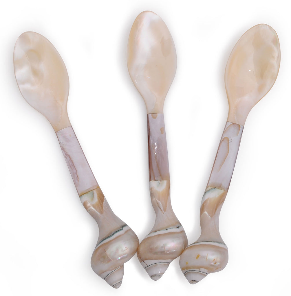 Large Mother of Pearl Shell Spoons Silverware Vietnam Organic Buffalo Horn