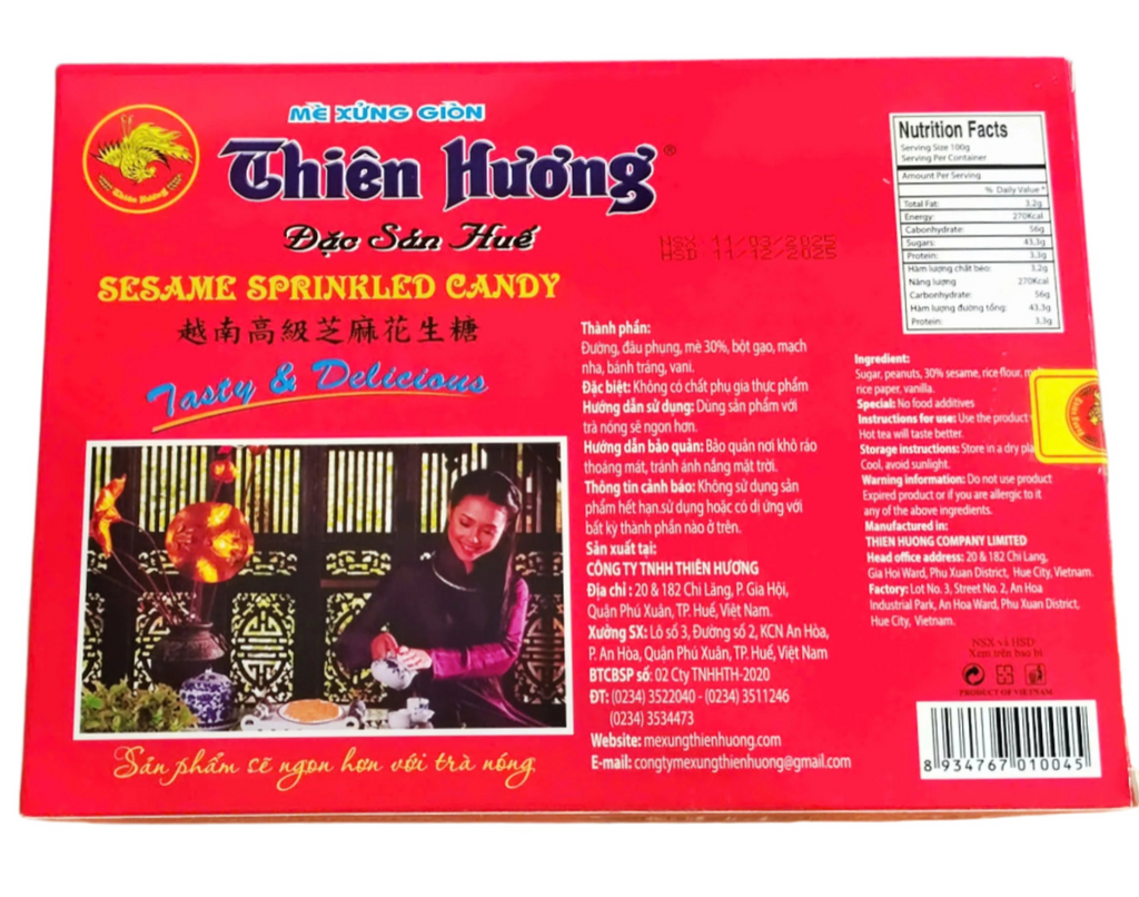 Thien Huong-Crispy Sesame Candy Box - Vietnamese Traditional Flavor 400g