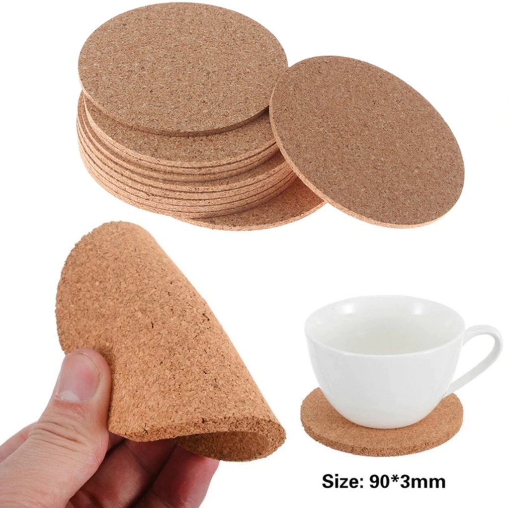 Set of 2/ Set of 6 Cork Coasters Absorbent with Holder Drink Coffee Tea Cup Decor