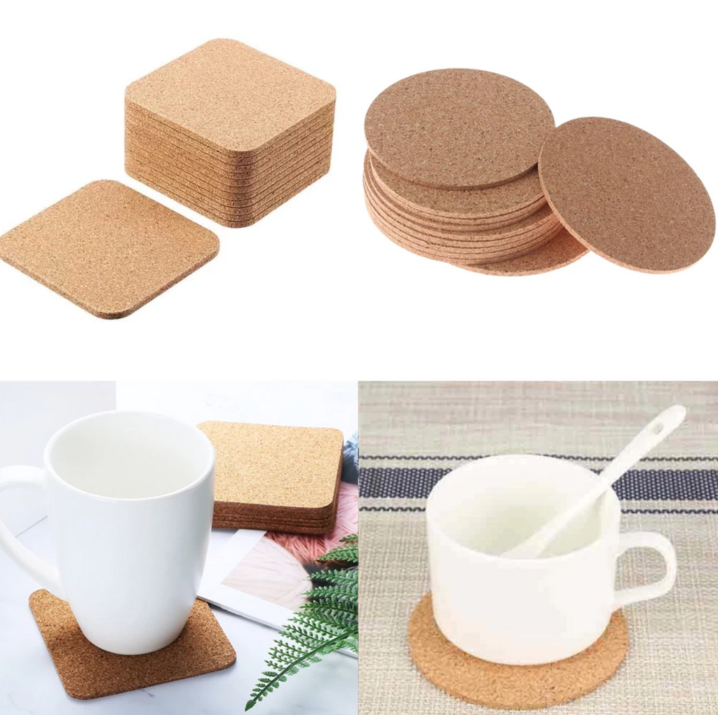 Set of 2/ Set of 6 Cork Coasters Absorbent with Holder Drink Coffee Tea Cup Decor