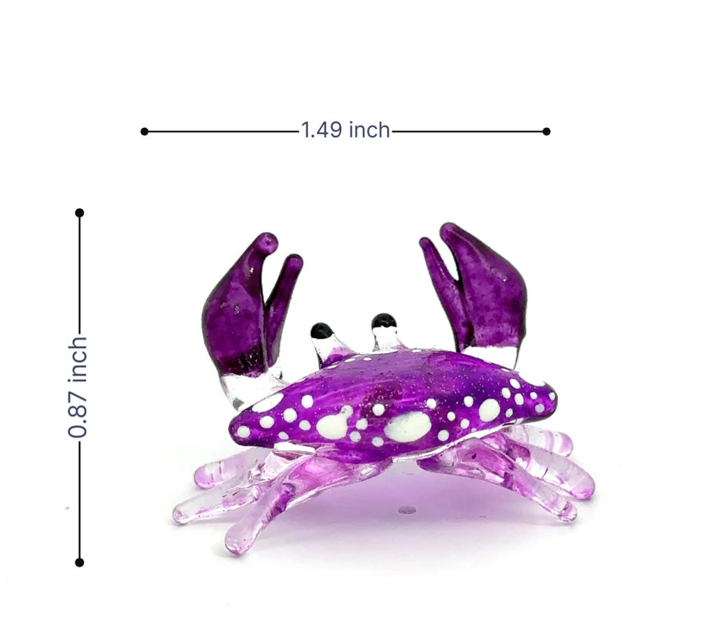 Colorful Blown Glass Crab Figurine Ocean Inspired Miniature Coastal Decor