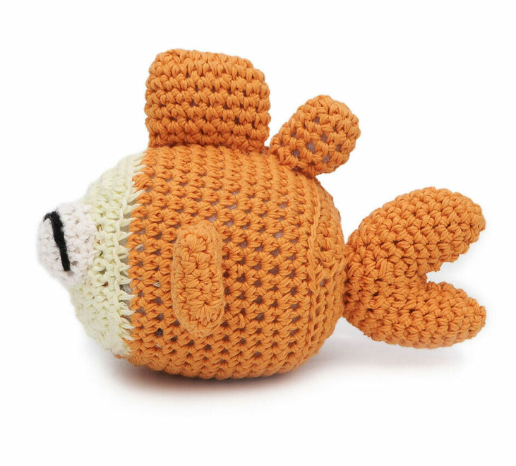 Happy Goldfish Handmade Amigurumi Stuffed Toy Knit Crochet Doll VAC
