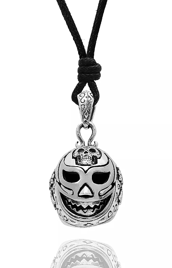 Wrestling Mask 925 Sterling Silver Pendant Necklace Jewelry