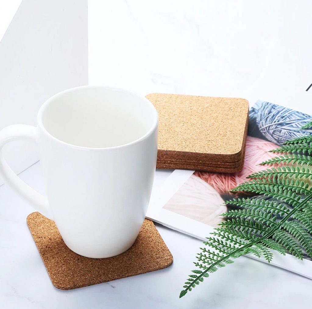 Set of 2/ Set of 6 Cork Coasters Absorbent with Holder Drink Coffee Tea Cup Decor