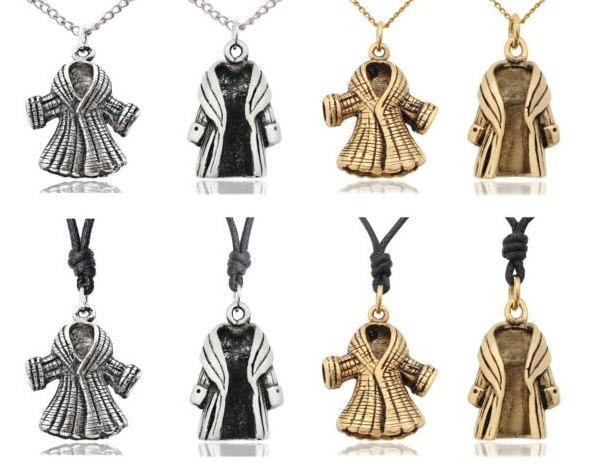 Winter & Fur Coat Silver Pewter Gold Brass Charm Necklace Pendant Jewelry